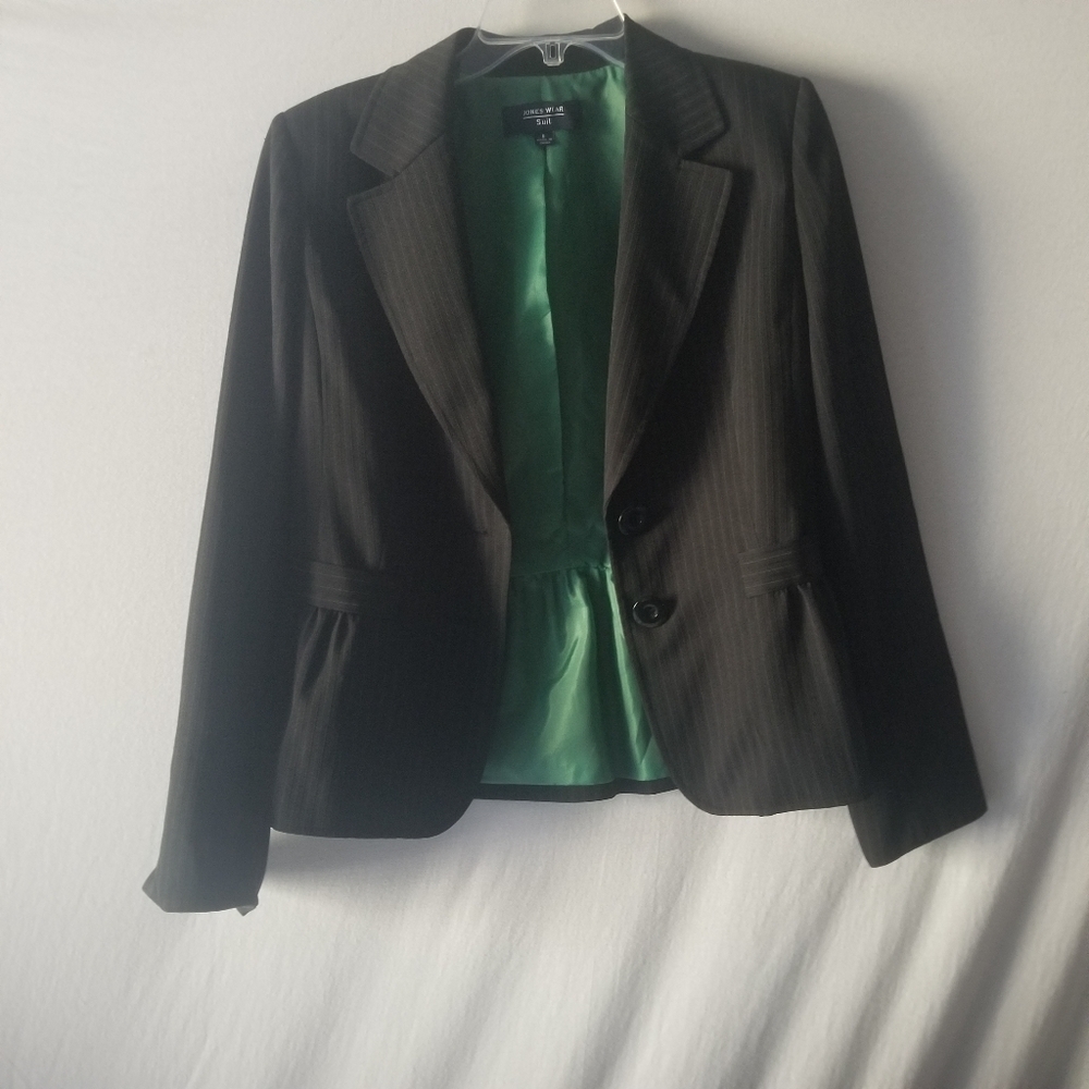 Pinstripe  Jones Wear Peplum Blazer